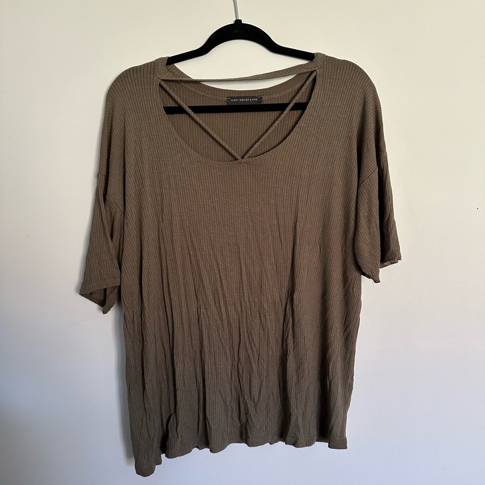 olive green Short Sleeve Women's Top